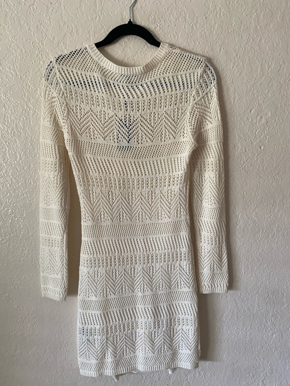 rag & bone Renee Pointelle Sweater Mini Dress Size S Cream Crochet Knit Chic - Picture 4 of 7
